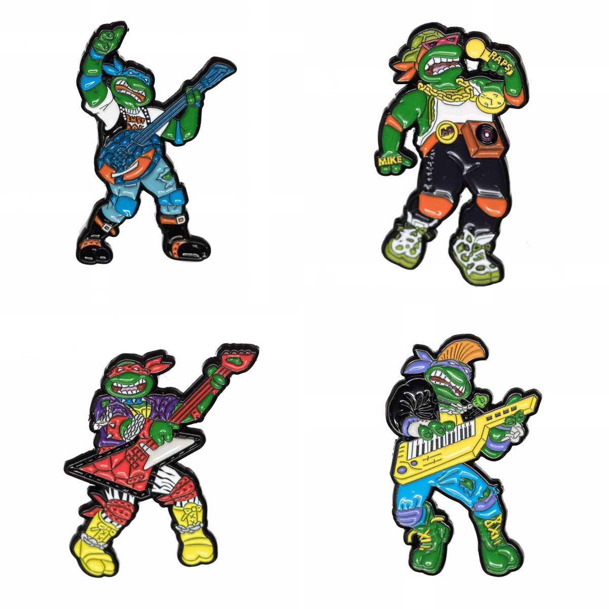 In the meantime, here’s a nice announcement..

OUR #TMNT ROCK N ROLL #ENAMELPINS ARE BACK IN STOCK!

🛒 warriorpins.com/products/tmnt-…