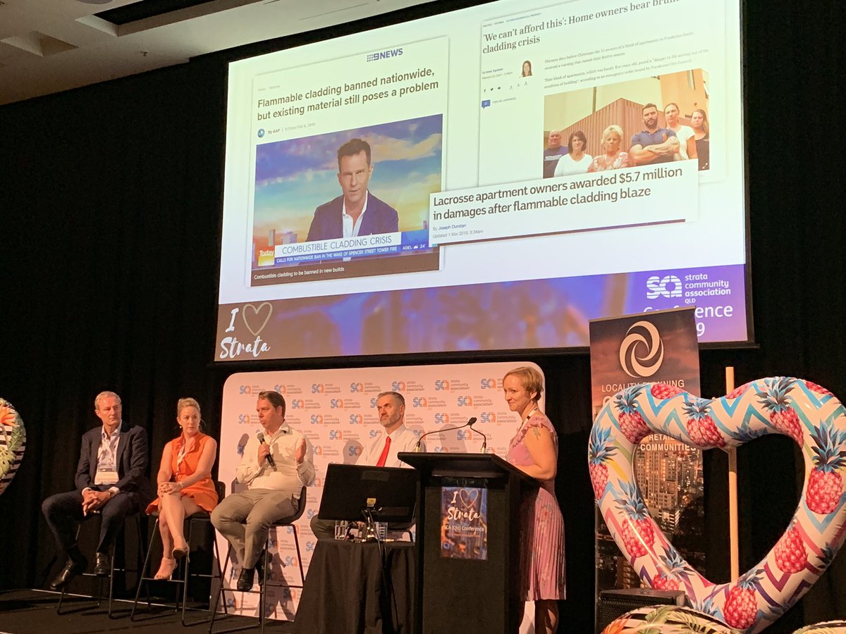 HartleysBCM's tweet photo. @StrataQld 2019 conference panel talking cladding, building defects and law reform. #iheartstrata @JamesNicklessMX @HartleysStrata #Strata #bodycorporate https://t.co/wd4ULJFJH1