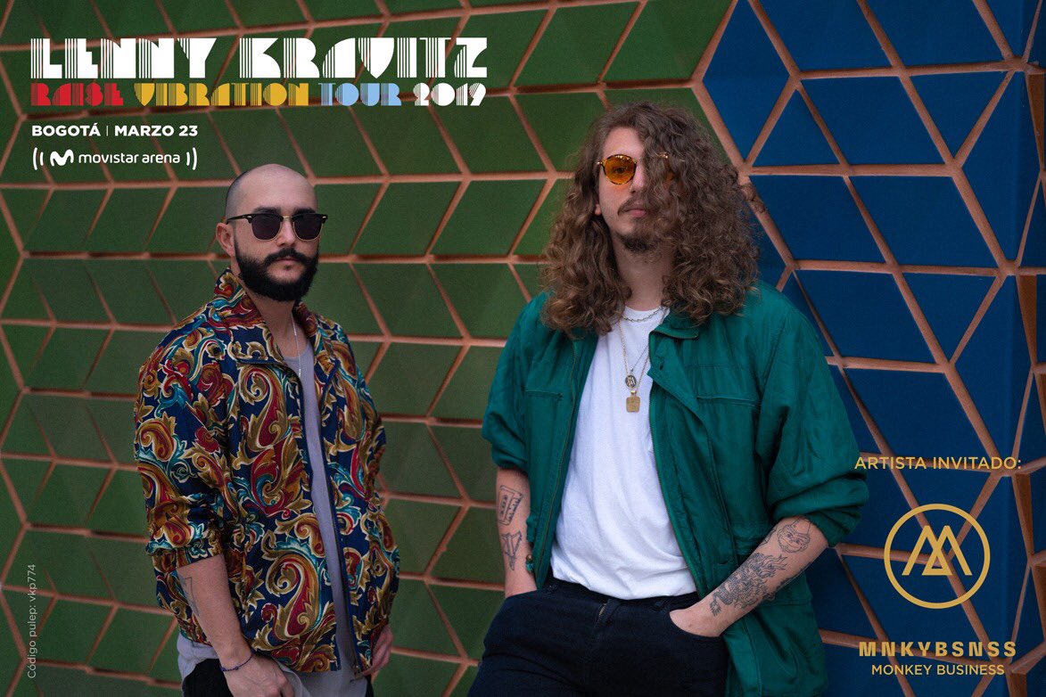 colconciertos's tweet photo. #DATO: @MNKYBSNSSBAND serán los artistas invitados en el concierto de @LennyKravitz el próximo 23/Mar en el @MovistarArenaCo. Últimas boletas en la página web de @TuBoletaNews. https://t.co/1WwVRHFEj2
