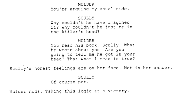 "Scully's honest feelings are on her face. Not in her answer." #XFScriptWatch  #Milagro