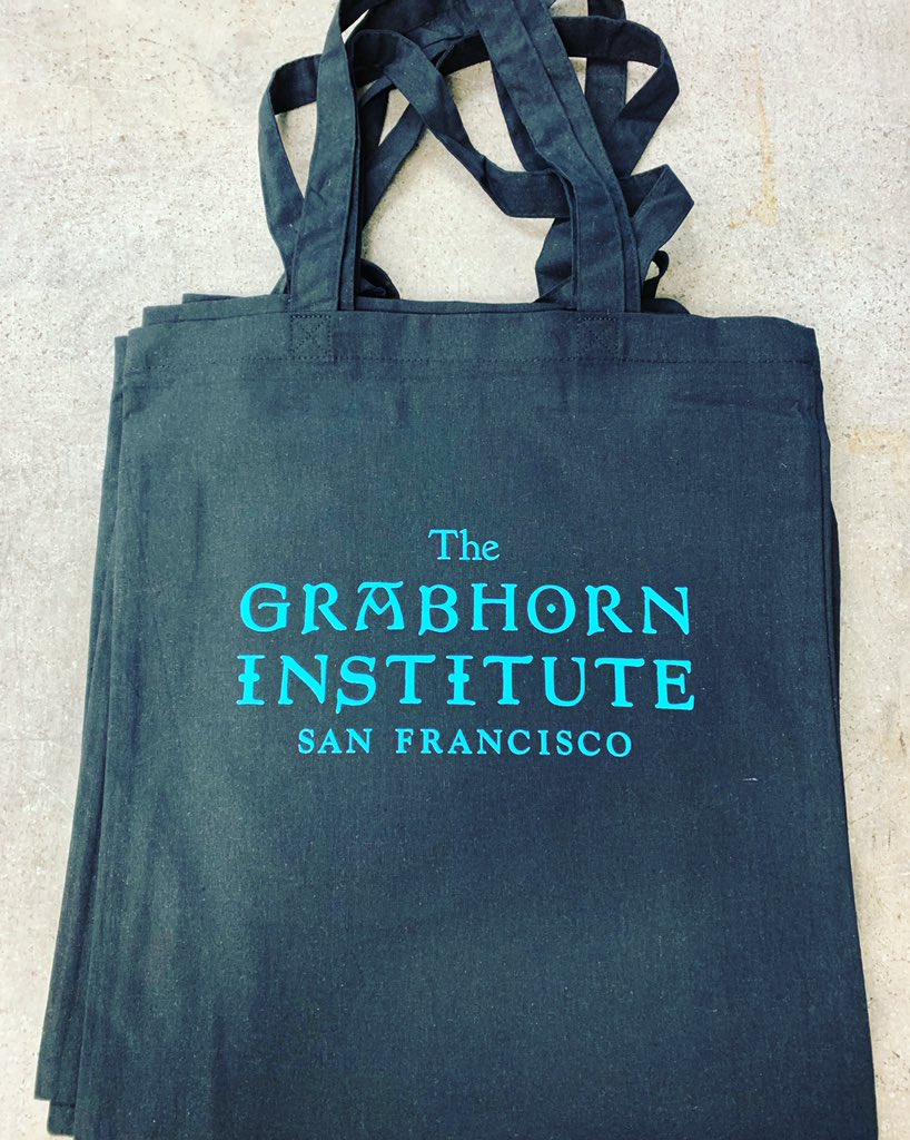 Grab_Inst's tweet photo. Grabhorn swag! Support the work of @arionpress and the ONLY paid apprenticeships in typecasting, letterpress printing and bookbinding in the land by joining the Grabhorn Institute as a Lifetime Member! $50 gets you tote, endless tours, more. dm for details! https://t.co/77CIbpl4JD