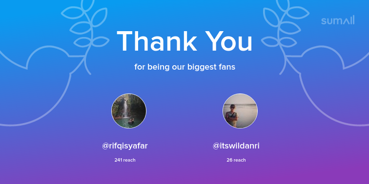 Our biggest fans this week: <a href="/rifqisyafar/">No justice, no peace.</a>, <a href="/itswildanri/">Wildan</a>. Thank you! via sumall.com/thankyou?utm_s…