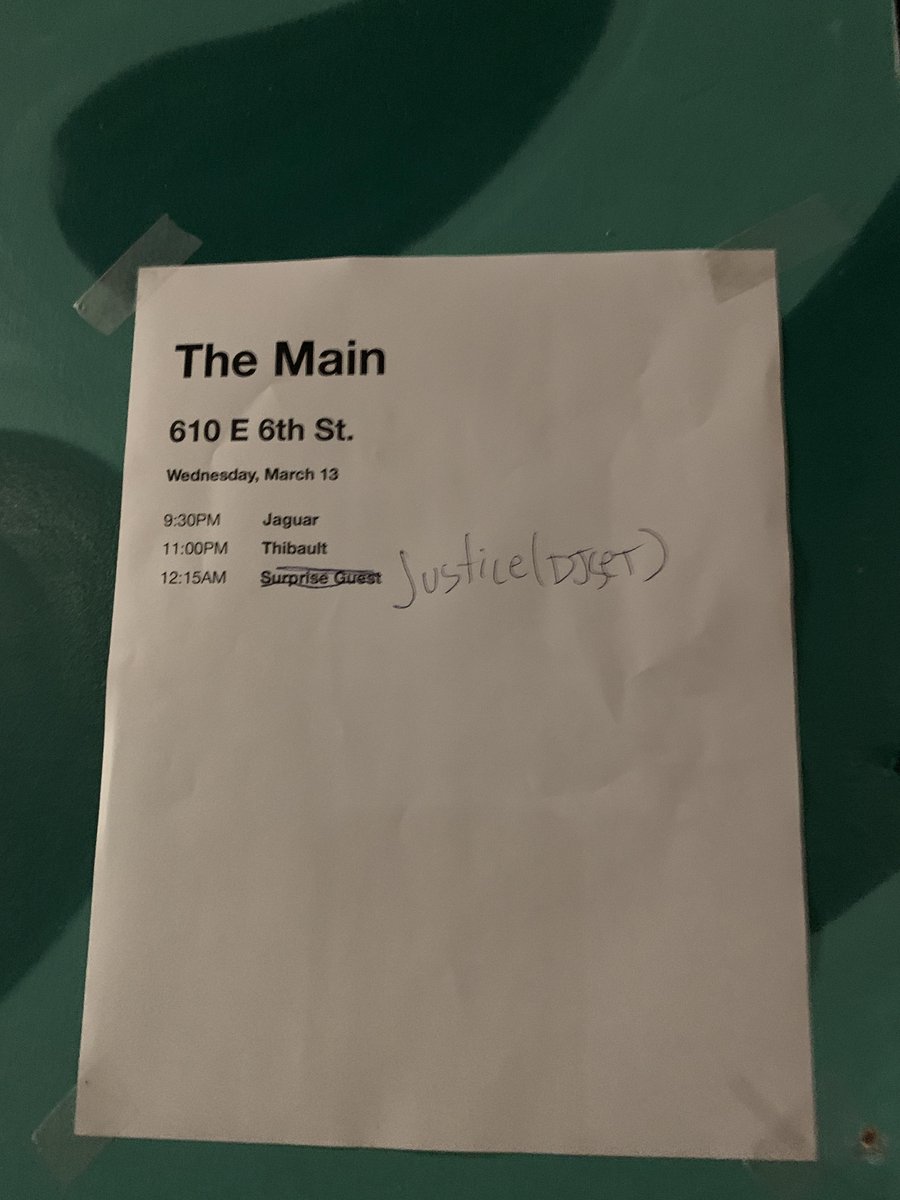 RedditSX's tweet photo. Grammy Winning Artists Justice playing secret show at the Main https://t.co/cgS50oZLxo #sxsw https://t.co/7aXECeetbd