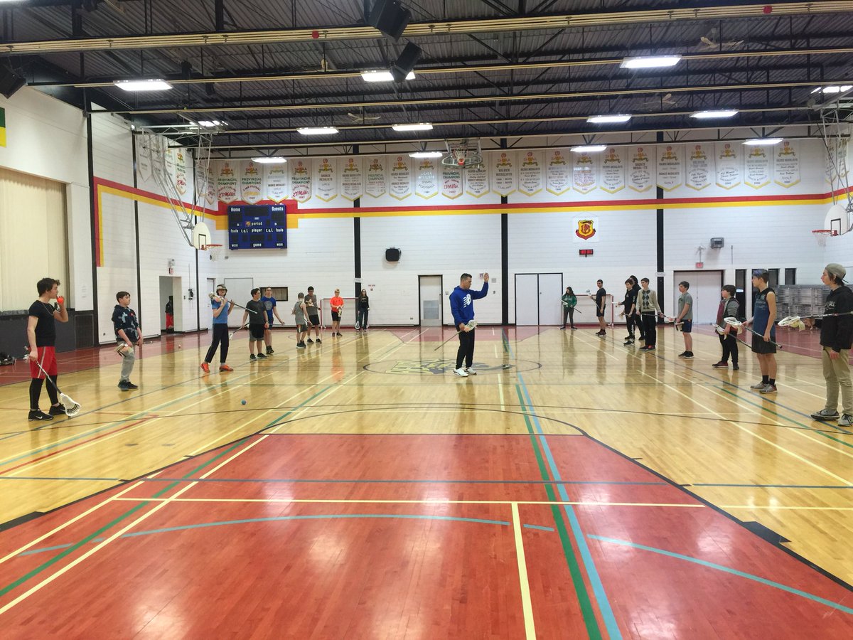 Thanks to @shattler77 from the <a href="/SaskRushLAX/">Saskatchewan Rush</a> for the awesome Lacrosse lessons in our PE classes this week!
