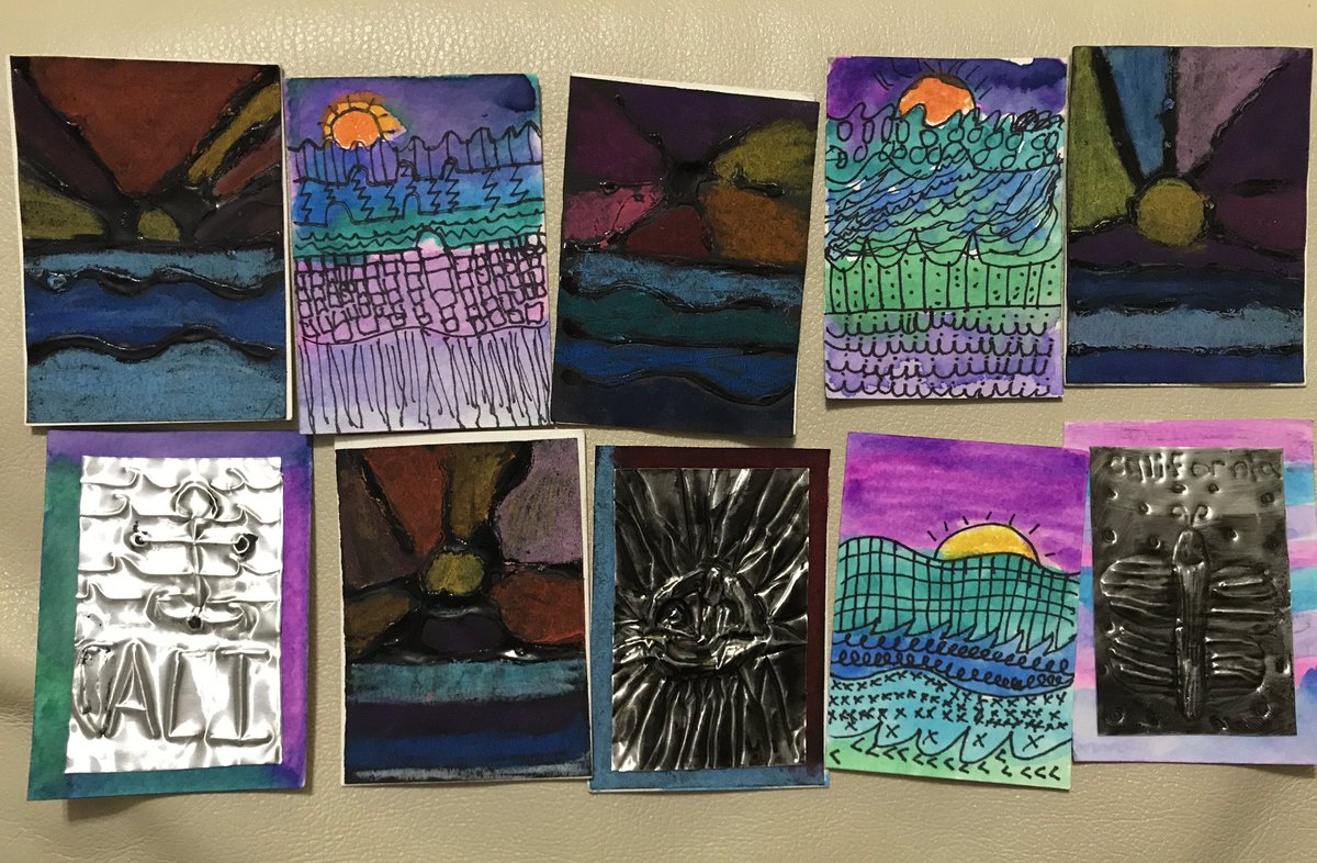 jenniferhopps's tweet photo. These cards traveled all the way from California to Ohio! Thank you to Ms. San Miguel from @CameronWCUSD we’ve received your Artist Trading Cards! They turned out beautiful! #ATCswap @MiniMatisse https://t.co/9QgcHMfEEK