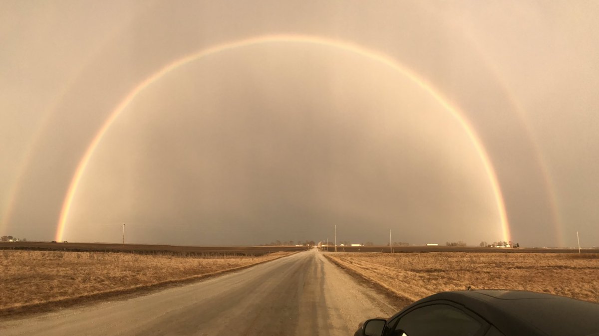 KatyKattt90's tweet image. Double rainbow in NeMO, little wonky with pano, but it works. #moweather #backroads #midmowx
