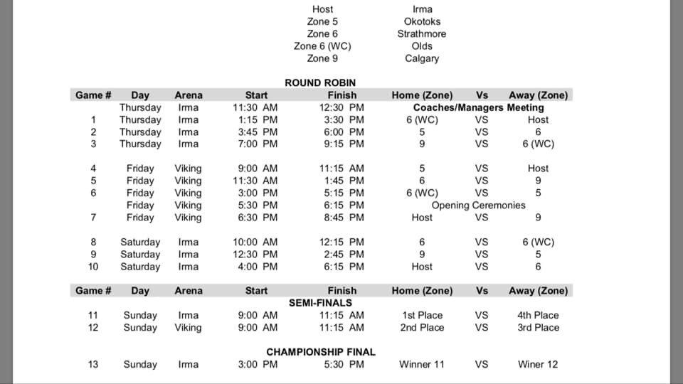 Follow Midget A Female Provincial Tournament results from Irma and Viking, Alberta <a href="/MidgetAFemale19/">Midget A Female Provincial Irma 2019</a>