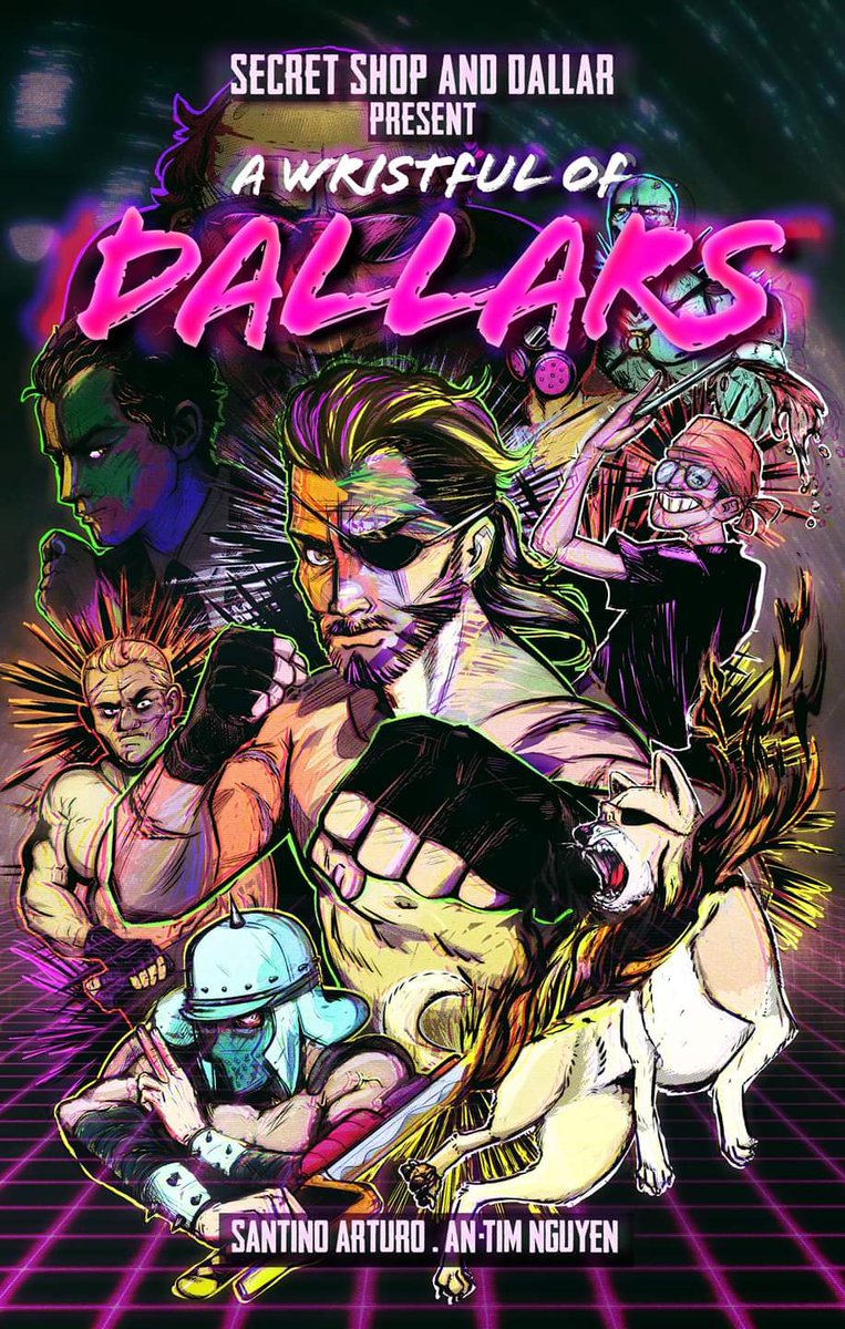 DallarCoin's tweet photo. @SecretShopArt  and @DallarCoin present: "A Wristful of Dallars." It is a cheeky absurd open-source comic, set in a dystopian near-future where Jack must survive a prison city, after accidentally becoming the most wanted person alive, no thanks to Dallar.

#GDC19 #comics #dallar https://t.co/EVSH65CX5z
