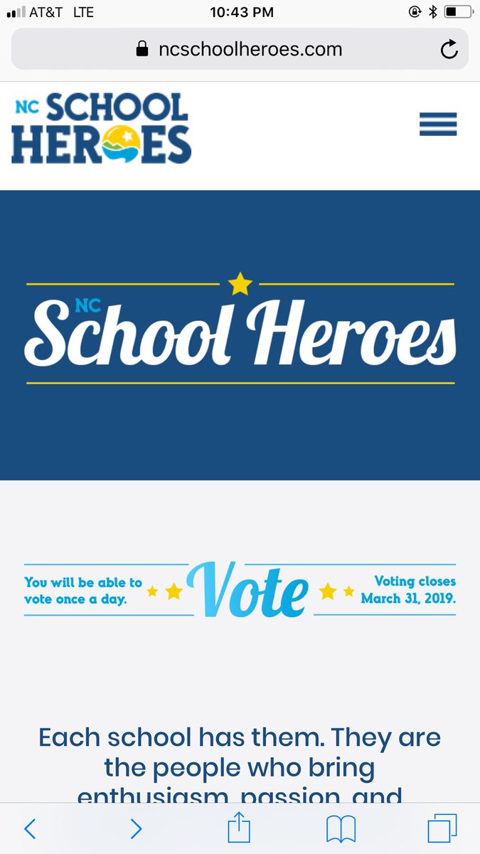 <a href="/baucomes/">Baucom Elementary School</a> <a href="/BaucomPTA/">Baucom PTA</a> @NCTeach1 @baucomau2 Parents, we have some great teachers that are up for the NC Hero Award. You can vote for them here. Click the link and search for Baucom. You can Vote once a day! ncschoolheroes.com/contests/entri…