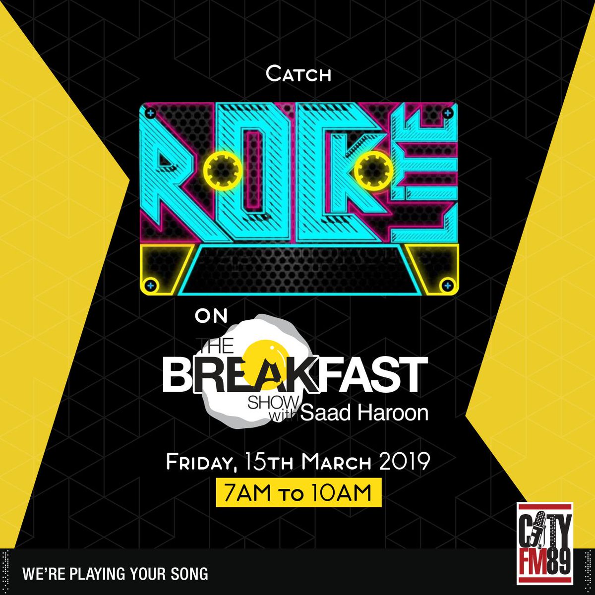 CityFM89's tweet photo. Tune in to #TheBreakfastShow with @SaadHaroonSays tomorrow to catch the band #RockLite - #Friday, March 15th, 7AM - 10AM!

#CityFM89 #Radio #Music https://t.co/sgr25ffAgi