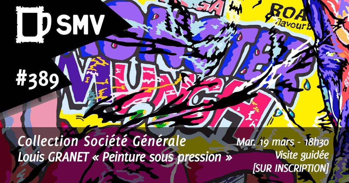 legroupeSMV's tweet photo. [DERNIERES PLACES] #SMV389 
"Peinture sous pression" en visite guidée privée à la @Collection_SG : on aime ❤️
Avec la présence de l'artiste Louis Granet : on adore ❤️❤️
Quand : mardi 19 mars à 18h30 
Inscription obligatoire : https://t.co/RRsp4658JR
Info : https://t.co/FwXb62Vjfp https://t.co/uIME0cFnFy
