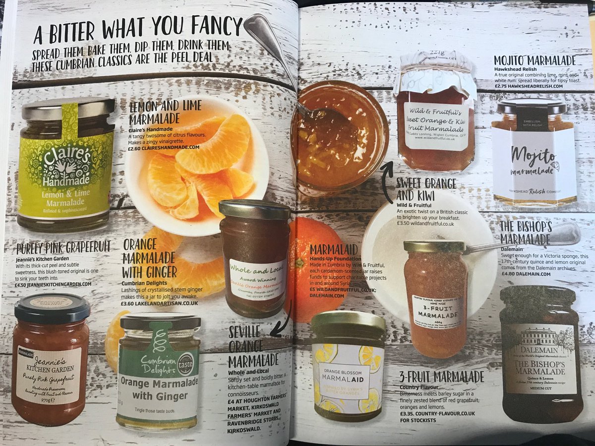 As ⁦<a href="/MarmaladeAwards/">Marmalade Awards</a>⁩ weekend approaches, here’s a selection of magic marmalades from Cumbria in our latest issue #marmaladeawards #marmalade #madeinCumbria #shoplocal #eatlocal #orangesarenottheonlyfruit