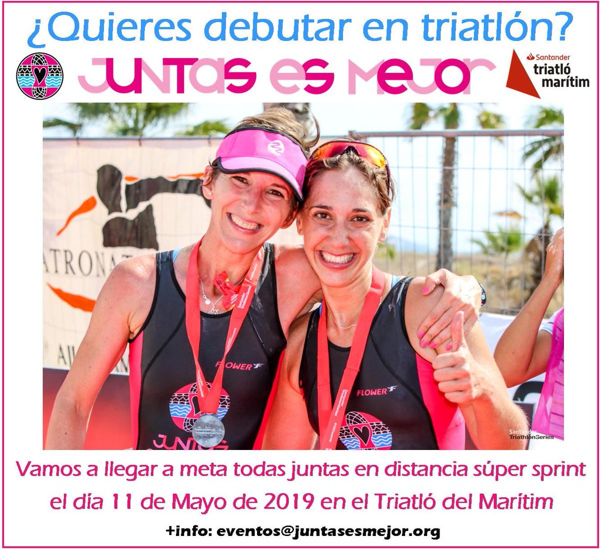 ¿Quieres ser triatleta? 🏊‍♀🚴‍♀🏃‍♀

Es tu oportunidad 👉 Te ayudamos a debutar en distancia súper sprint en el <a href="/TriathlonSeries/">SantanderTriSeries</a> de Valencia

Vamos a ir todas juntas de principio a fin el próximo 11 de Mayo 🙌

Te animas?? Mándanos un mail a eventos@juntasesmejor.org 😉