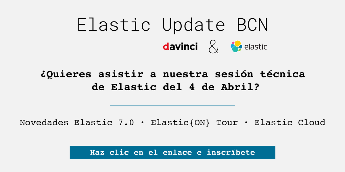davinci_ti's tweet photo. Inscríbete a nuestra sesión #ElasticUpdateBcn dónde técnicos de @elastic_ES nos pondrán al día de la empresa referente en #software para proyectos de #búsqueda #logging #seguridad y #AnalíticaDeDatos en tiempo real 🔝 https://t.co/mjl1PgRLT1 

@elastic #SesiónTécnica #TI https://t.co/tmv8Ik57JG