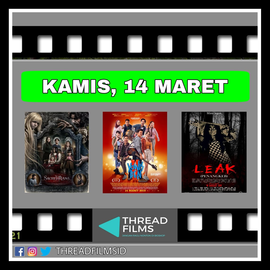 ThreadfilmsID's tweet photo. Hari Ini Tayang!

Khusus Film Leak (Penangkep) ditayangkan hanya di Bali. 

Film manakah yang akan kalian tonton? Jangan ragu nonton di Bioskop yaa.

#ThreadFilms #FilmIndonesia #FilmNasional https://t.co/Mi8ri0hBbe