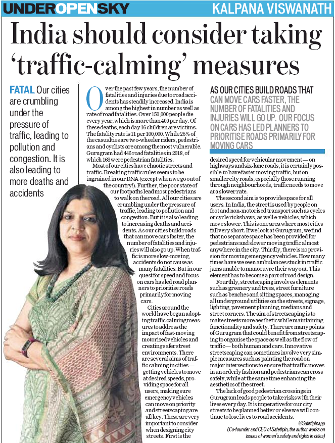 safetipin_'s tweet photo. "India should consider taking 'traffic-calming' measures.."
@SafetipinApp's article in @HTGurgaon @htTweets
#ThursdayThoughts #Traffic #Fatalities #TrafficManagement #Travel #RoadSafety #PedestrianSafety #WalkPath #CalmTheTraffic
https://t.co/54W3xxovqu https://t.co/jchBHb6wh8