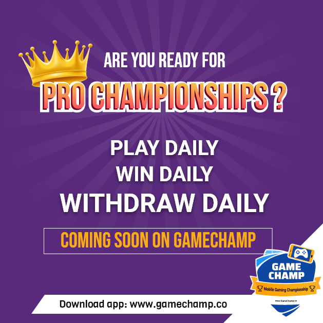 GamechampApp's tweet image. Hey Champs!
Something BIG is in store for You.

Play BIG, Win &amp;amp; Withdraw Everyday 😍🤑🤩

Pro Championships - #ComingSoon only on #GameChamp

#StayTuned

#KeepPlayingKeepWinning #WinCash #GameChampApp #Games #MobileGames #PlayGamesWinCash