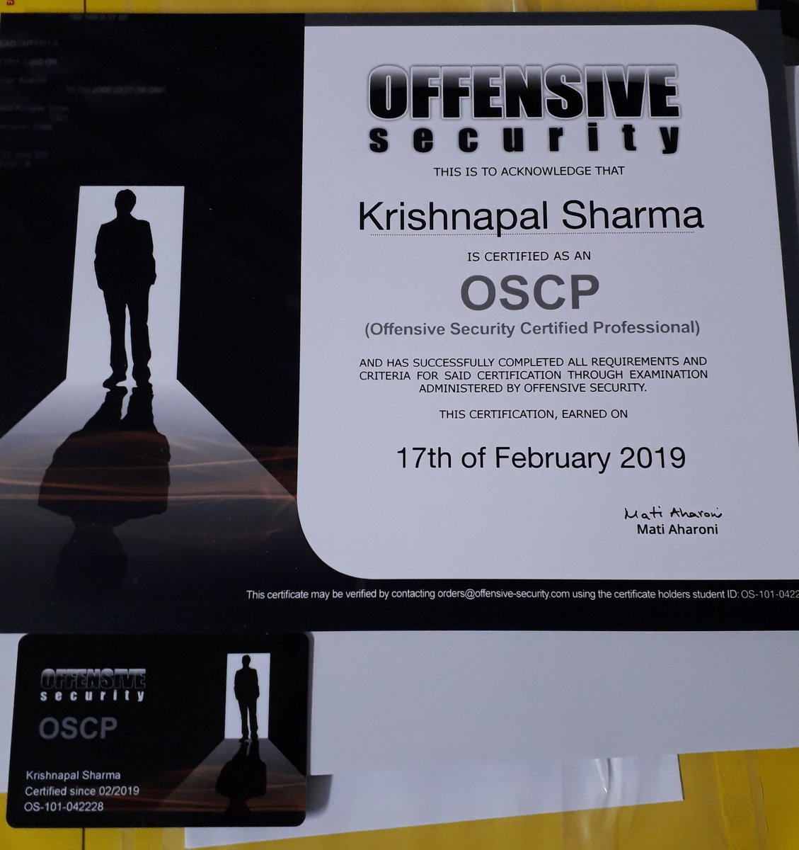 Krishna14u's tweet photo. Finally i got it..thanks again @offsectraining https://t.co/dJkLN2JqM0