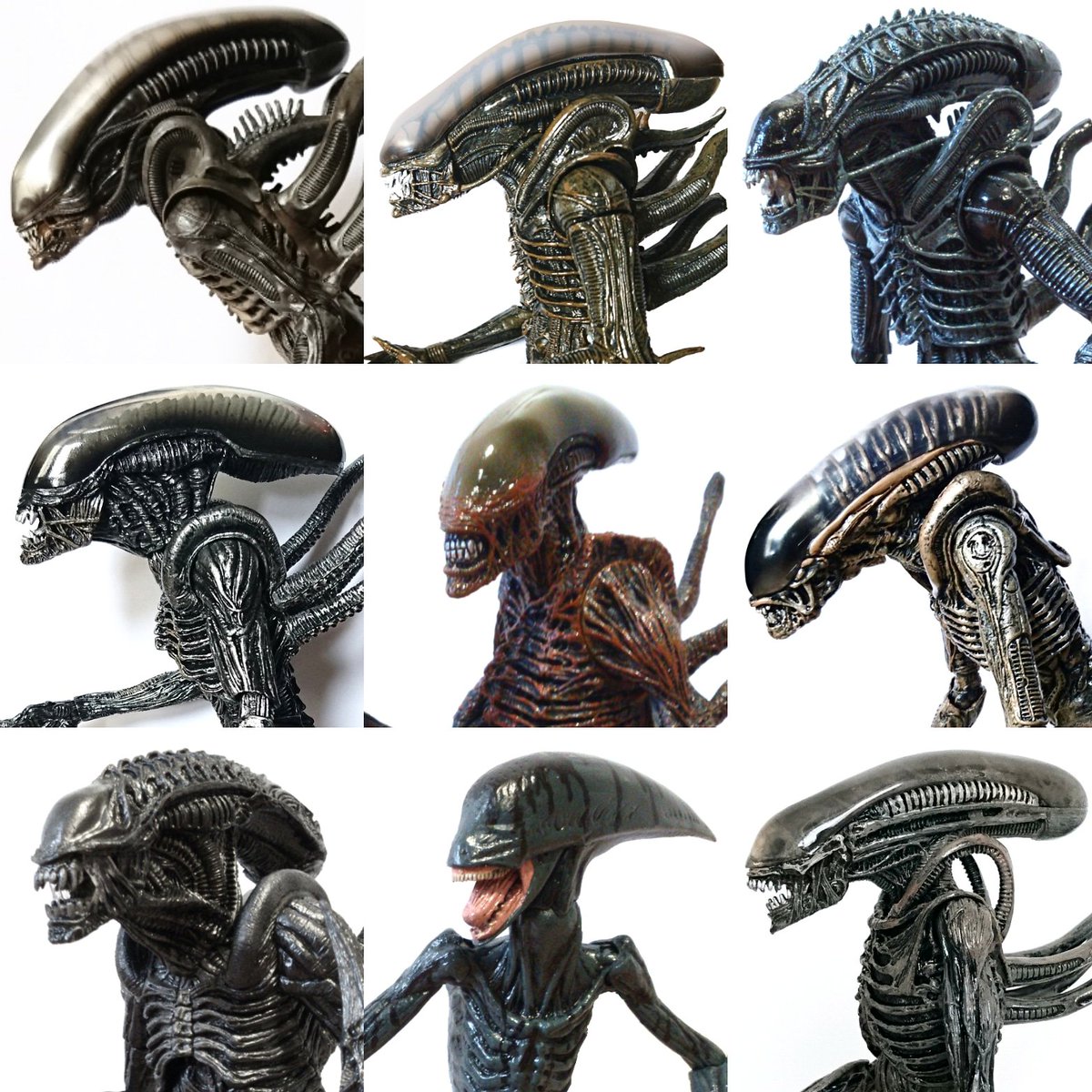 JurassicBap's tweet photo. From the best, original design, by #HRGiger #Giger for the iconic #Alien #PerfectOrganism #BigChap #Xenomorph to the other movies interpretations! #AlienIsolation #Aliens #Alien3 #AlienResurrection #AVP #AVPR #Prometheus #AlienCovenant #Alien40thAnniversary #40YearsOfAlien https://t.co/woB9AY2RNo