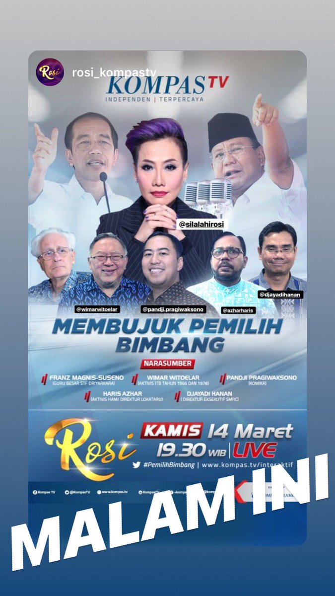 pandji's tweet photo. Malam ini, di Kompas TV. Seru kayaknya nih. https://t.co/cGCTZ4Nb72