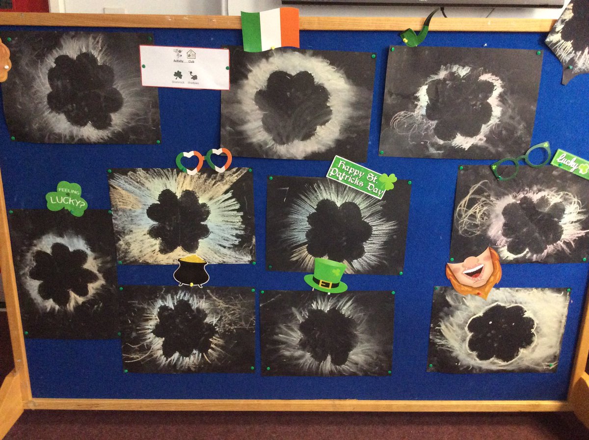 claremontschbri's tweet photo. 👀|St Patrick’s Day art with our friends from Henleaze in lunchtime club🍀Creating some lucky shamrock shadows🍀🇨🇮😃Lovely results https://t.co/PoDGZD0Y9y