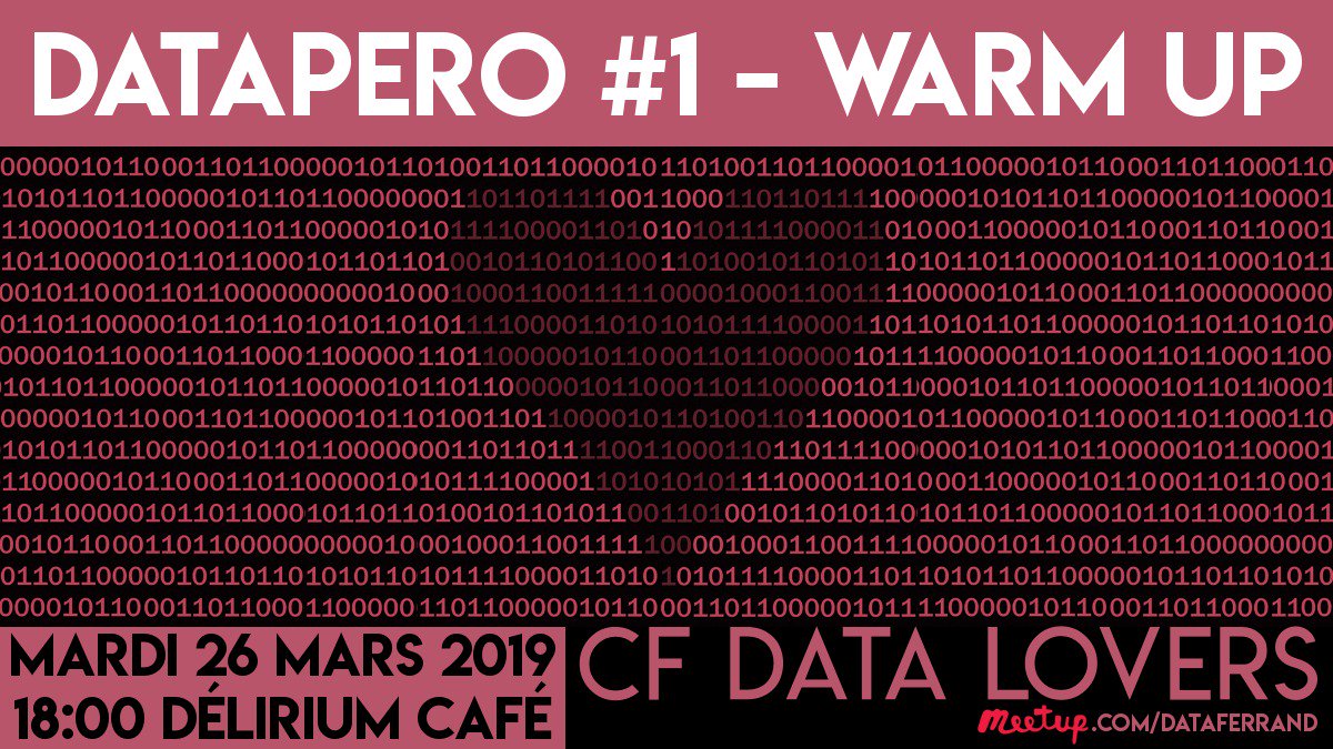 Le temps est venu de construire LA communauté #Data de #ClermontFerrand : goo.gl/AUwyAf 💪
Que vous soyez business, développeurs, étudiants, scientifiques, industriels, ... Bref #DataLovers, rejoignez-nous ! 😃