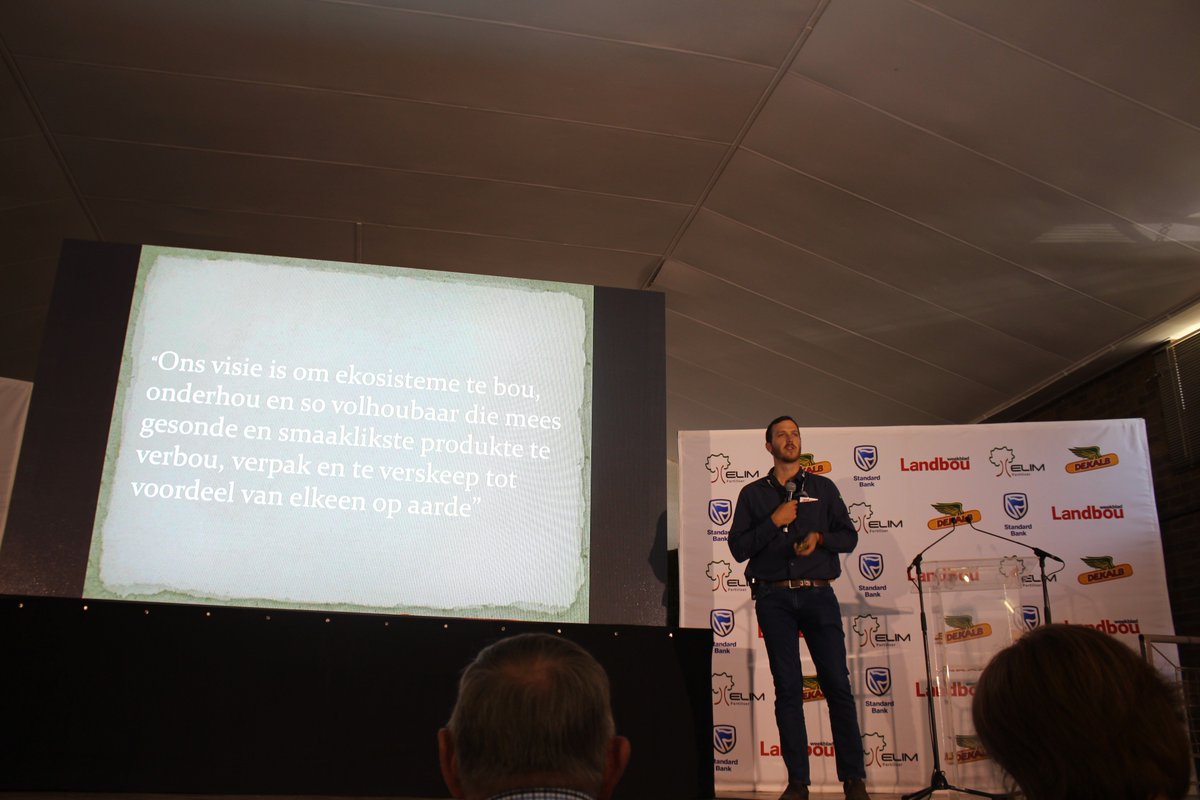 Our vision is to build and maintain ecosystems and in so doing, consistently produce the healthiest and tastiest products for the benefit of everyone on earth – Gert Janse van Rensburg Langplaas #herleefboer <a href="/landbou/">landbou.com</a> @AgriSAOfficial <a href="/GrainSA/">Grain SA</a>  @AgriChamber #herleeflandbou