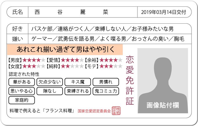 れーちゃん 西谷麗菜 さん がハッシュタグ 恋愛免許証 をつけたツイート一覧 1 Whotwi グラフィカルtwitter分析
