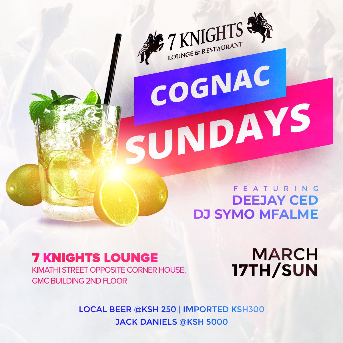 7knightslounge's tweet photo. Cognac Sunday is not far away.

Come try some cognac with us coming Sunday as we wait for Everton to take on Chelsea in the premier .
Kick off 1930

#7knightslounge
#kenya
#nightclub 
#OnePlanetSummit
#ThursdayThoughts
#WorldKidneyDay
#TopscientisttoProphet
#TatuForBig4Agenda https://t.co/AVUZ2m6bbl