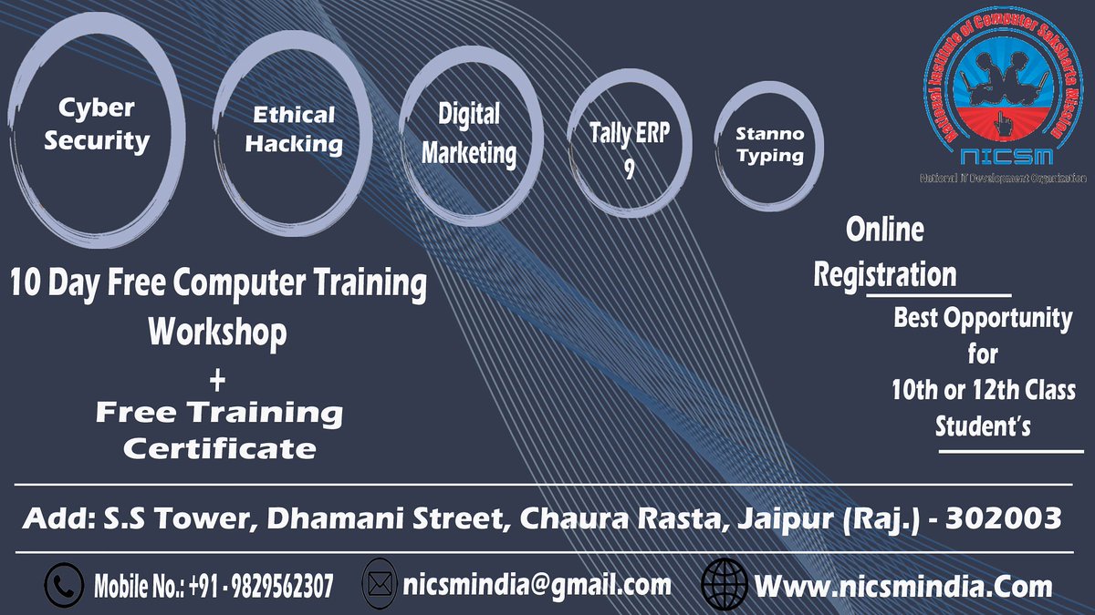 HackFactory2's tweet image. Hurrp Up!! Hurry Up!! Hurry Up!!
Best Opportunity for 10th/11th/12th or Collage Students.
Limited Set&apos;s So Fast 
Register Now &amp;amp; Book Book Your Set&apos;s.
Free Training and Free Certification.

#growthhacking #DigitalMarketing #SEO #webdesigning #hacking #CyberSecurity