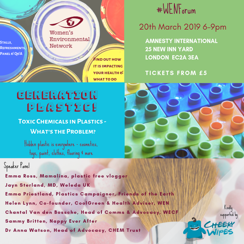 Wen_UK's tweet photo. Find out the full story about plastic at #WENForum. What are the #hiddenplastics that parents donโt know about? What other harmful chemicals are found in #baby products? 20/3. Panel, stalls, refreshments Book :https://t.co/fJ4ALdnfTM #drasticonplastic https://t.co/Z8HS0Nf143