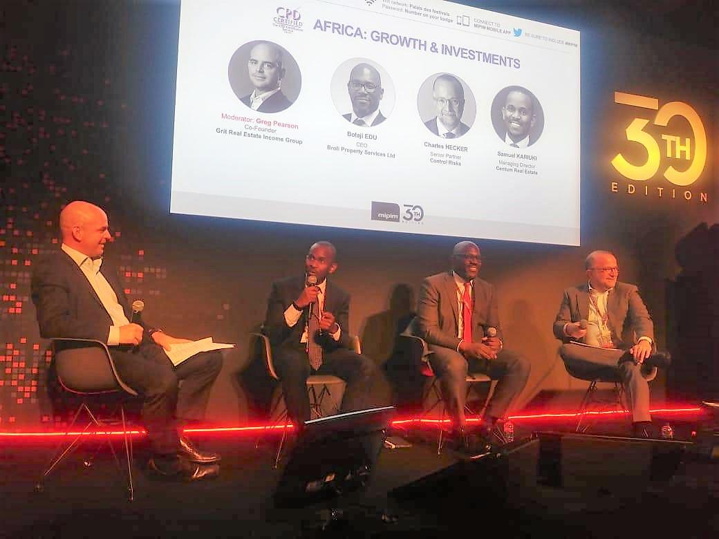 CentumRE's tweet photo. Centum Real Estate's MD Samuel Kariuki @skmakii speaking on Africa's Real Estate Investment opportunities at the ongoing 30th edition of the MIPIM Conference. #MIPIMFrance #MIPIM2019 https://t.co/LsaD1JXhxm