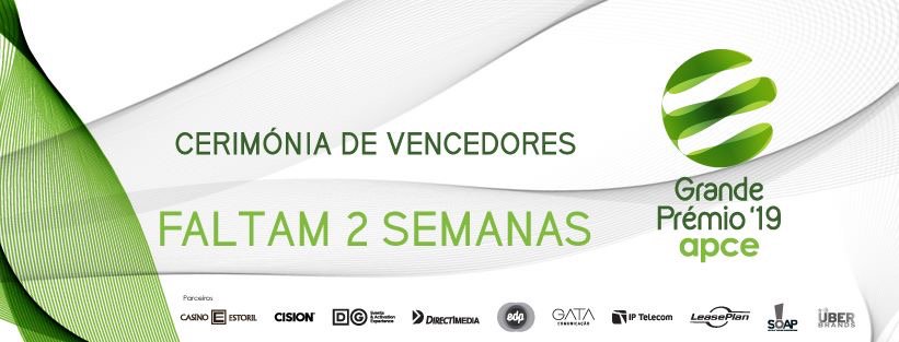 Faltam apenas duas semanas para a Gala do Grande Prémio APCE 2019! Cerimónia onde serão distinguidos o que de melhor se faz em comunicação organizacional no nosso País! #apce