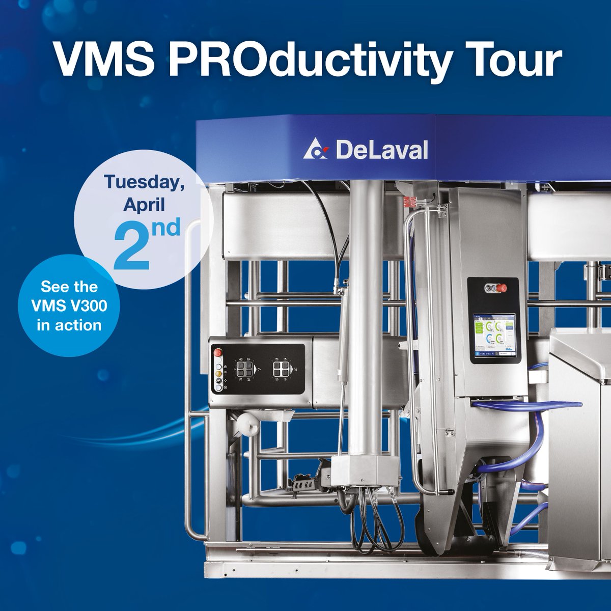 DeLavalCanada's tweet photo. Join us for a tour showcasing the VMS V300 working on farms near the Canadian Dairy XPO.
π
: Tuesday, April 2, 9:30 AM
π: Western Ontario
π: Sign up by March 29: https://t.co/pvntzDH68a
You wonβt want to miss it! #VMSPRO https://t.co/eNm575wp6j