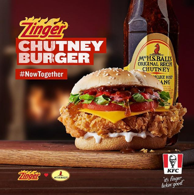 PlattekloofSC's tweet photo. Sink your teeth into a Finger Lickin’ love saga. Mrs. Ball’s & @KFCSA are #NowTogether with the fiery & sweet new Zinger Chutney Burger. https://t.co/tyIBYI2xFV