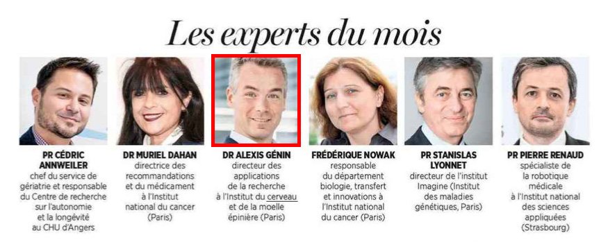 Alexis Genin, Directeur des Applications de la Recherche à l’ICM, figure parmi les experts du mois dans le dossier médecine de <a href="/topsante/">Top Santé</a> ! 😀👍