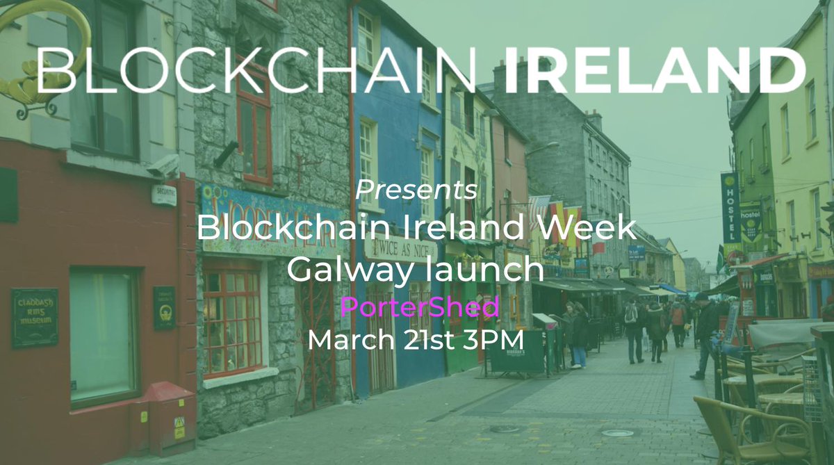 Due to popular demand #BlockchainIrelandWeek is now launching in <a href="/portershed/">PorterShed</a> Galway 🥳🥳

Special thanks to <a href="/davebarna/">Dave Cunningham</a>, Mary Rogers and <a href="/johnbreslin/">John Breslin</a> 
📅 Thur March 21st at 3PM

Join the nationwide launch 👉🏾 eventbrite.ie/e/blockchain-i…