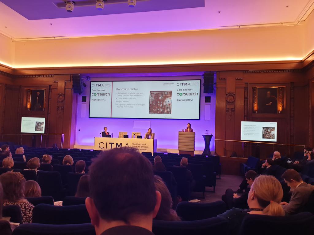 tmarkattorney's tweet photo. Great talk on the benefits of blockchain technology being discussed by Rosie Burbidge @CITMAuk #springCITMA conference https://t.co/NA8W6niyft