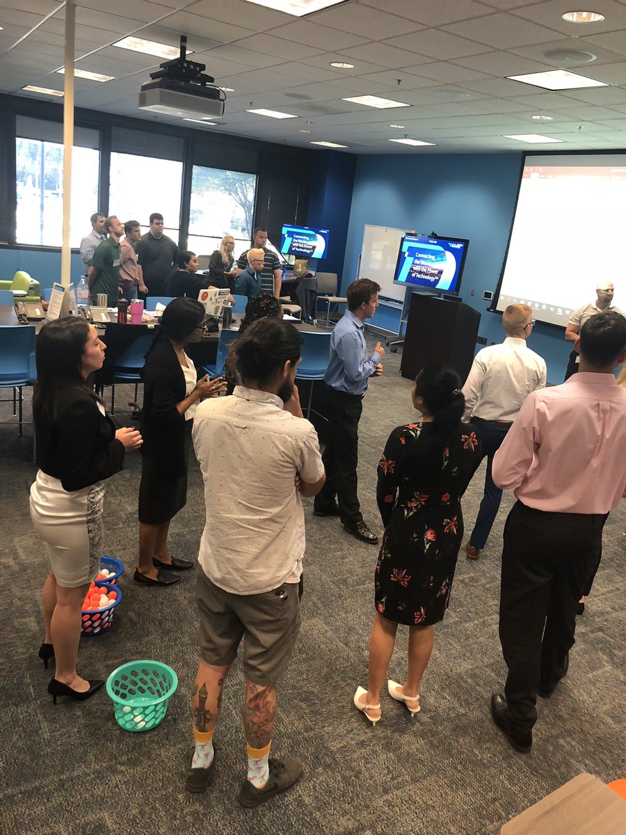 AngieBeltz1's tweet photo. Agile COE team Diana Weber and Jeremie Roberts talk Agile, Scrum, Kanban and lean dev to #Exlab19 students. Break the work down, self organized/managed teams. This is what we are doing @Tech_Data in the business. Of course the ball game was tested. @PatGehant @USFSPTiedemann https://t.co/2QWMvAJTKu