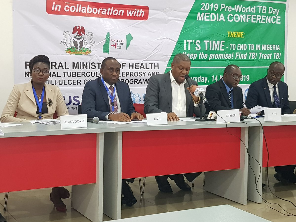 2019 Pre-World TB day media conference.  Theme: IT'S TIME - To end TB in Nigeria.  Keep the promise! Find TB! Treat TB!