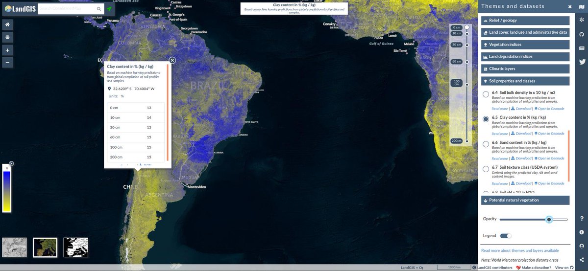 opengeohub's tweet image. Global predictions of clay content at 250 m and 6 standard depths 0, 10, 30, 60, 100 and 200 cm landgis.opengeohub.org/#/?base=OpenTo…. help us make better soil maps by contributing point data / reporting issues. #DigitalSoilMapping #OpenData #LandGIS