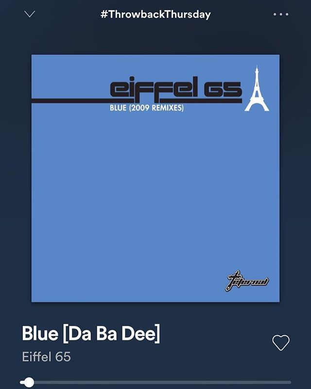 First song on the #throwbackthursday Spotify playlist today. Ah go on then. #imbluedabadeedabadie #blueisthecolour #whoblue #spotifyknows #bloyalty
