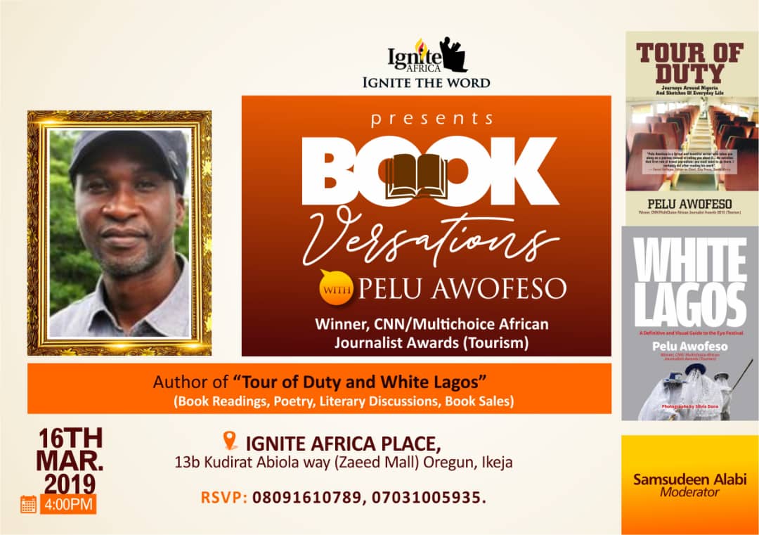 IgniteAfricaLF's tweet photo. Join CNN/Multichoice African Journalist Award (Tourism) Winner, @PeluAwofeso this Saturday as we discuss his books and his journey in tourism.
#tourism
#bookversations
#IgniteAfricaLibrary
#WhiteLagos https://t.co/Z179fSaddX