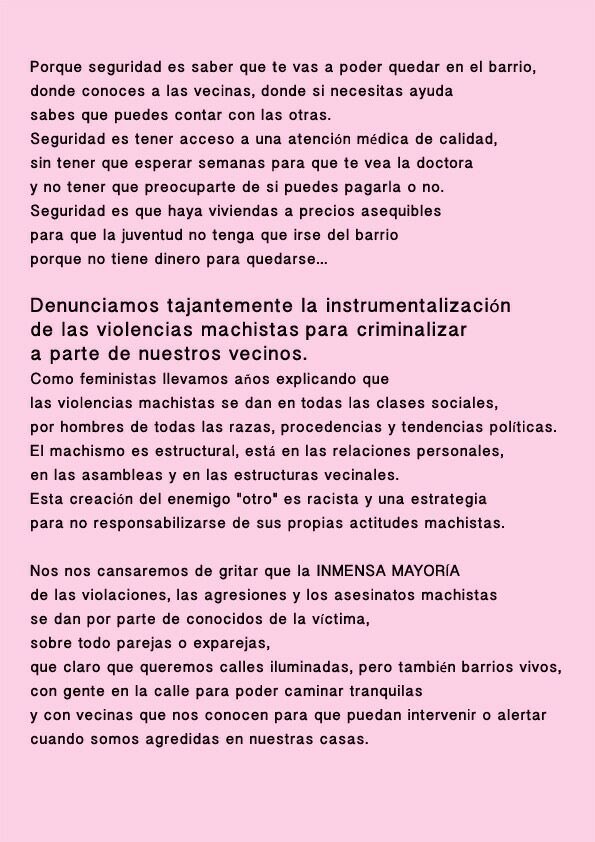 BarriFeminista's tweet photo. Sumant al comunicat d'ahir de @bandarres moltes feministes del poble sec volem fer sentir la nostra veu, no és inseguretat, és racisme! #PobleSecAntiracista #PobleSecFeminista https://t.co/8wOnrchr55