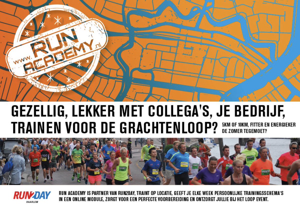 Doen jullie met je bedrijf mee met de Grachtenloop van Haarlem? In samenwerking met <a href="/Run2DayHRLM/">Run2DayHRLM</a> bereiden wij jullie goed voor. Meer weten? runacademy.nl/informatie/tra…