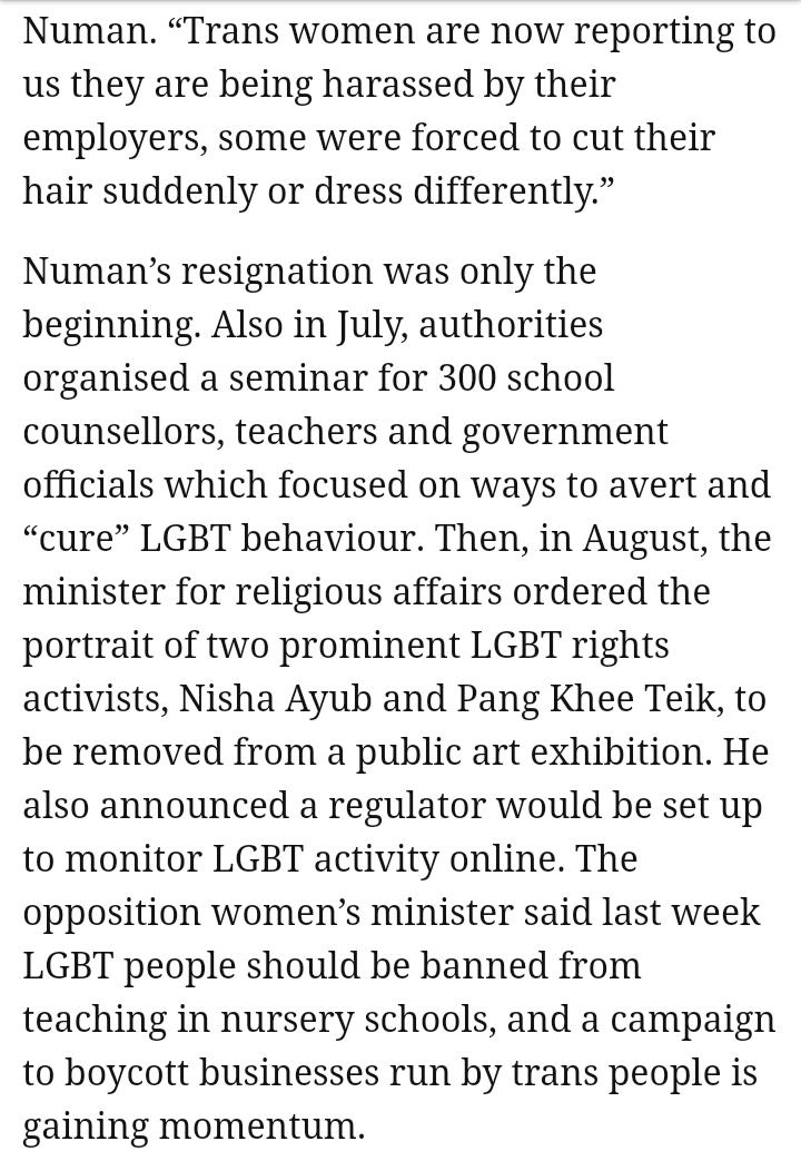 "Tiada diskriminasi terhadap LGBT"There are cases of LGBT bullied, beaten up or even killed. If no discrimination exists, why was Numan Afifi forced to step down?