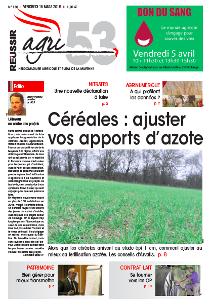 Agri_53's tweet photo. Demain dans @Agri_53 : #azote et #céréales : conseils @Arvalisofficiel , Contrat lait : rôle des OP #EGALIM, #nitrates : nouvelle déclaration, #agrinumerique et @DataAgri à @Laval_la_Ville le 22 mars avec @fdsea53 . Aussi : transportabilité des animaux, AG @JEUNESAGRI53 , https://t.co/e87mHUFGUB