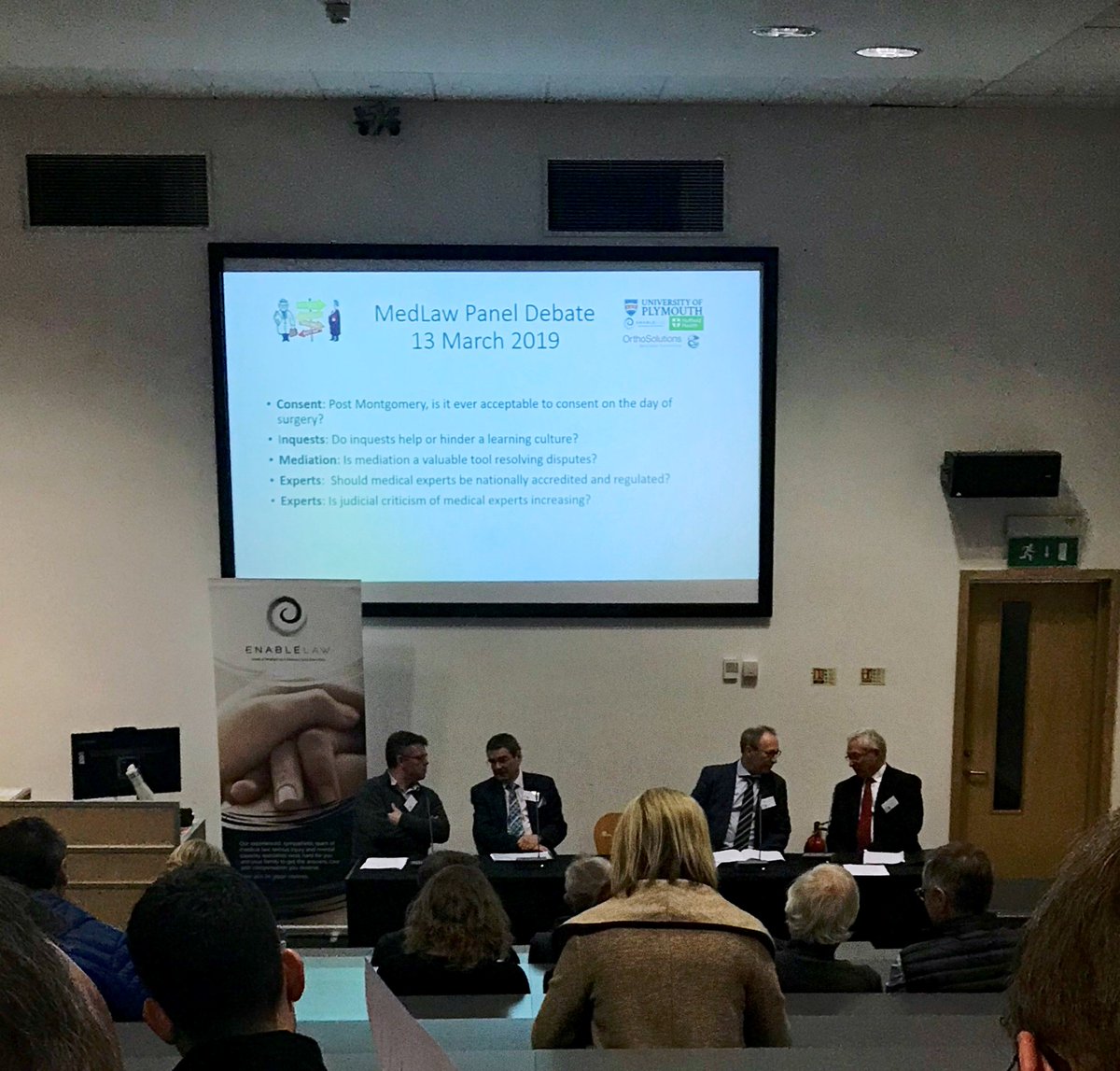Last night our second Medico-Legal Panel Debate took place at <a href="/PlymUni/">University of Plymouth</a> held in association with <a href="/PlymLawSchool/">Plymouth Law Group</a> , <a href="/OrthoSolutions/">marybeth bruce</a> and <a href="/NuffieldHealth/">Nuffield Health</a> with the discussion providing insights and debate on topics including consent, inquests, mediation and regulation of experts.