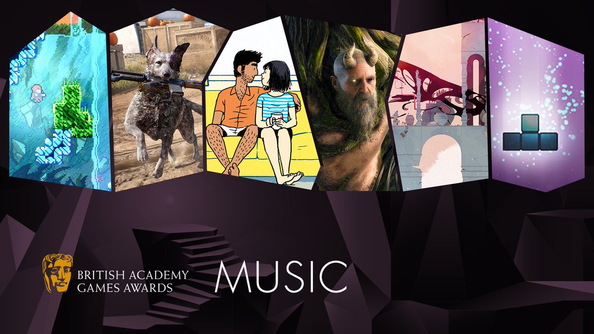 BAFTAGames's tweet photo. The nominees for Music 🎼🎧 are

🎮 Celeste 
🎮 Far Cry 5 
🎮 Florence 
🎮 God of War 
🎮 GRIS
🎮 Tetris Effect
#BAFTAGames https://t.co/sl6DJq608o