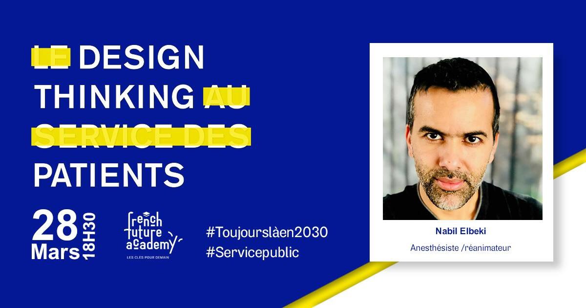 [ÉVÉNEMENT: 🗣 du jour]
Venez rencontrer Nabil Elbeki : Anesthésiste / Réanimateur au Centre Hospitalier de Valenciennes  qui va vous raconter comment il a développé l’idée de réduire le stress des enfants pour les emmener au bloc opératoire grâce au #Designthinking.